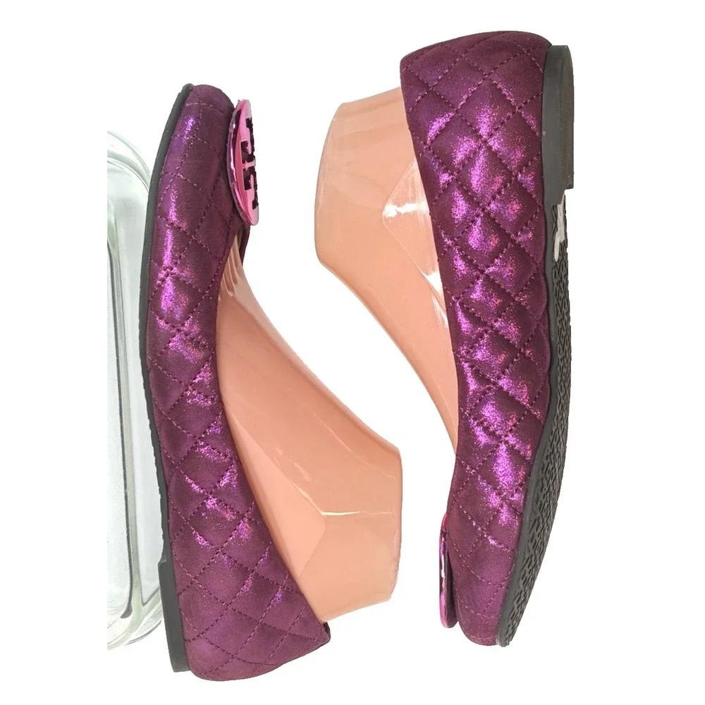 Tory Burch Metallic Pink Quilted Ballet Flats Womens Size 9